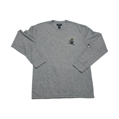 Playera Ralph Lauren Mediana M Gris Oso Manga Larga