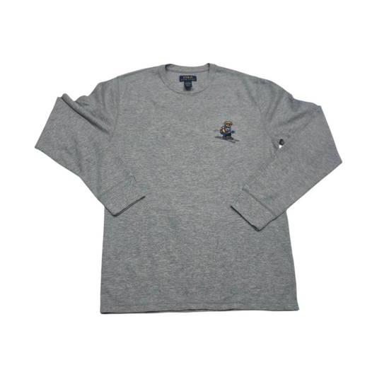 Playera Ralph Lauren Mediana M Gris Oso Manga Larga