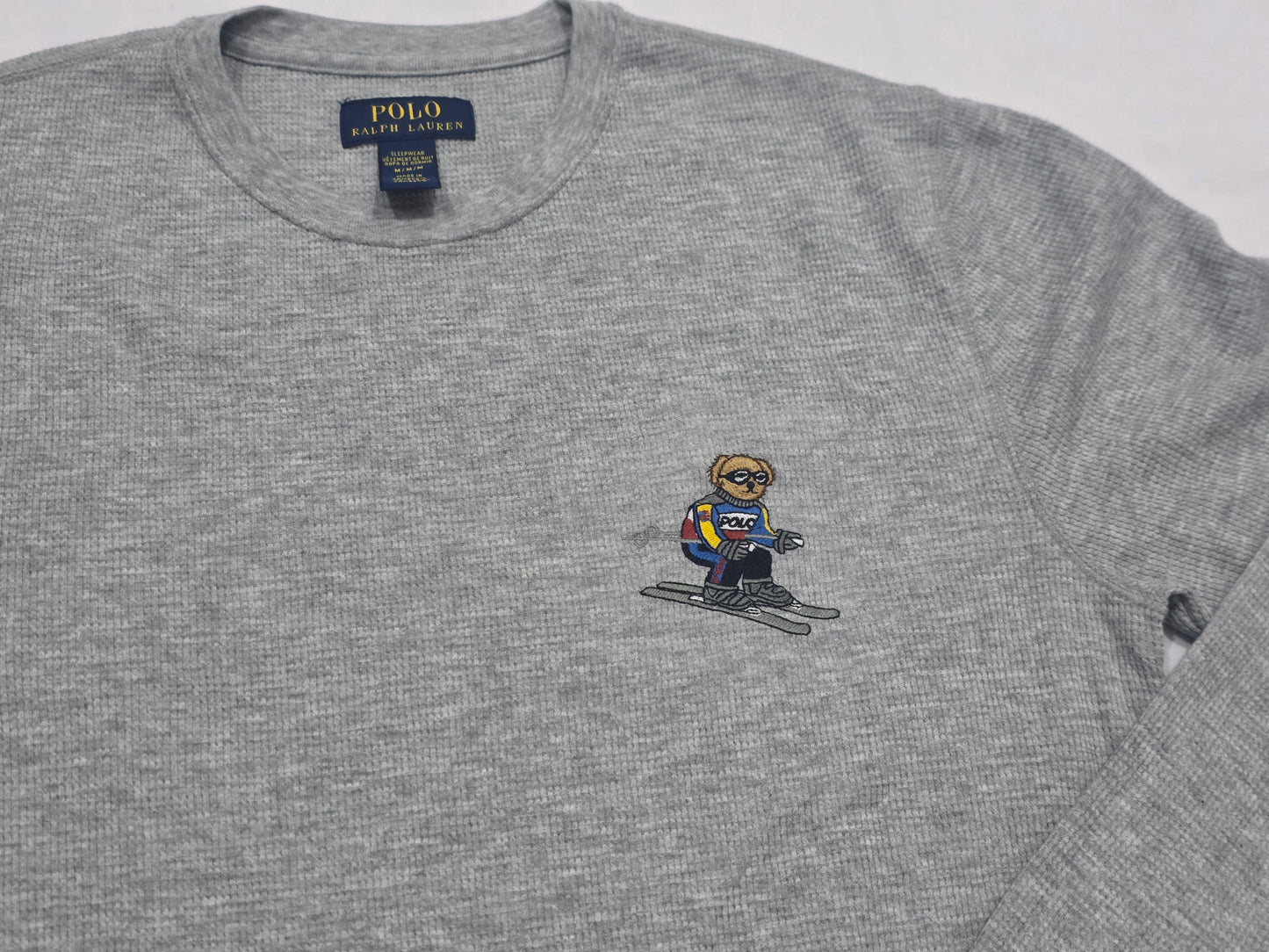 Playera Ralph Lauren Mediana M Gris Oso Manga Larga
