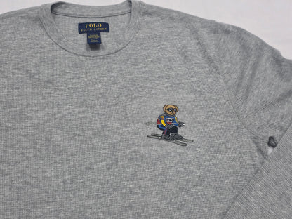 Playera Ralph Lauren Mediana M Gris Oso Manga Larga
