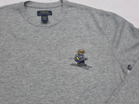 Playera Ralph Lauren Mediana M Gris Oso Manga Larga
