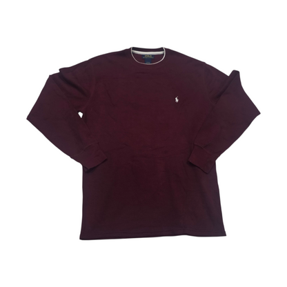 Playera Ralph Lauren Mediana M Vino Pony Blanco Manga Larga