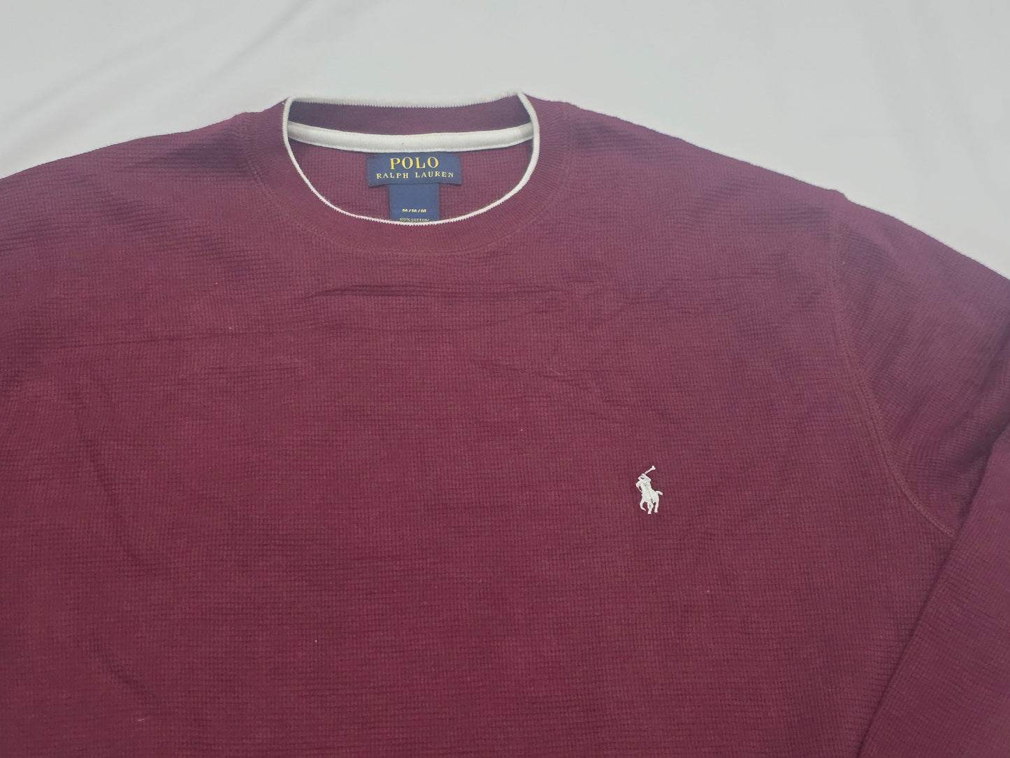 Playera Ralph Lauren Mediana M Vino Pony Blanco Manga Larga