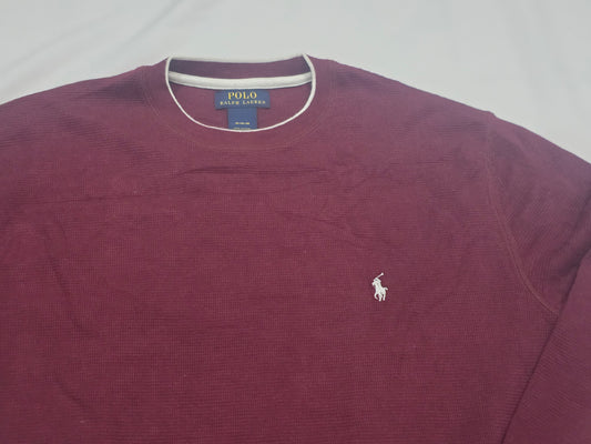 Playera Ralph Lauren Mediana M Vino Pony Blanco Manga Larga