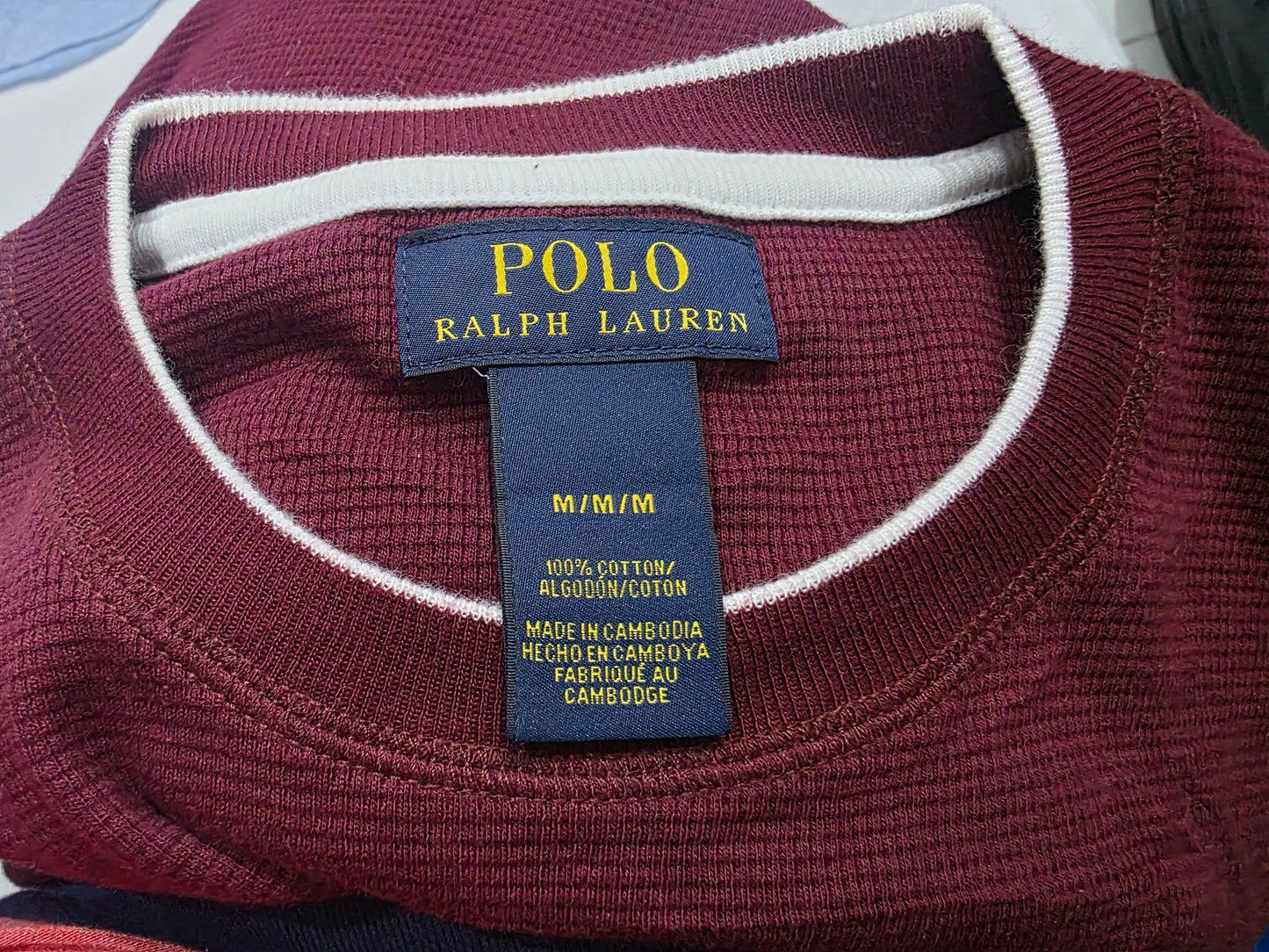 Playera Ralph Lauren Mediana M Vino Pony Blanco Manga Larga