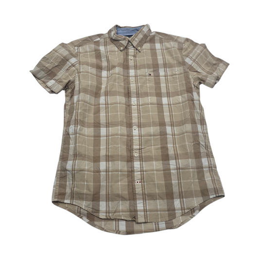 Camisa Tommy Hilfiger Mediana M Cafe Cuadro Manga Corta