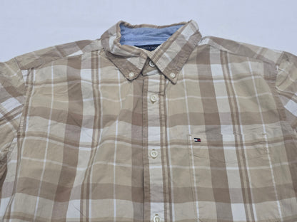 Camisa Tommy Hilfiger Mediana M Cafe Cuadro Manga Corta