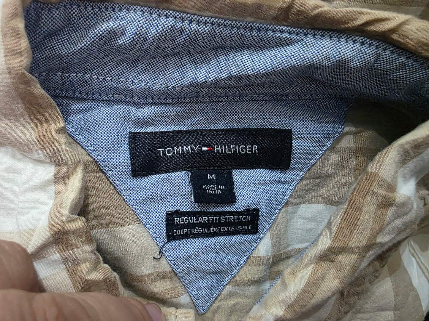 Camisa Tommy Hilfiger Mediana M Cafe Cuadro Manga Corta