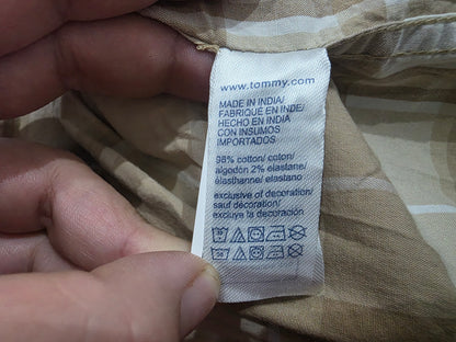 Camisa Tommy Hilfiger Mediana M Cafe Cuadro Manga Corta