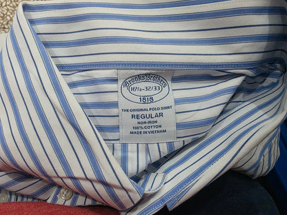 Camisa Brooks Brothers 16 1/2 32-33 Blanca Linea Azul