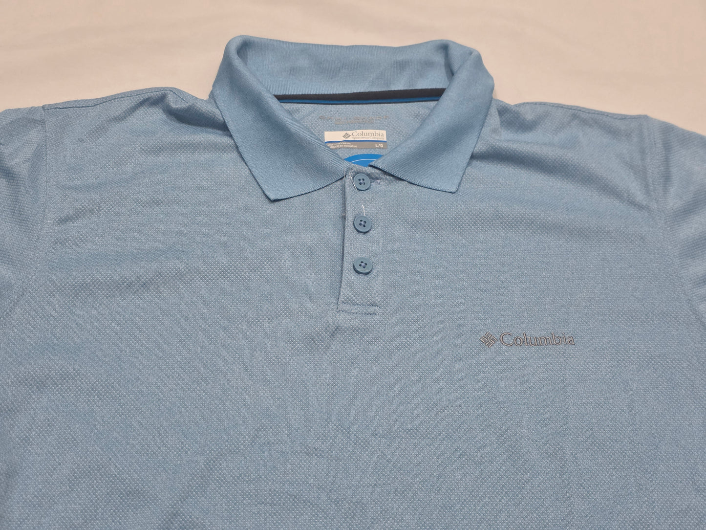 Playera Polo Columbia Grande L Azul Claro