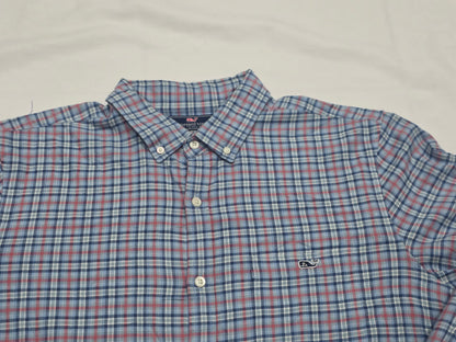 Camisa Vineyard Vines Grande L Cuadro Azul Lineas Rojas
