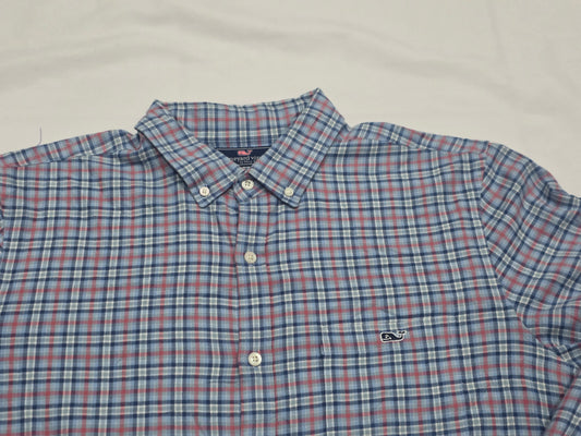 Camisa Vineyard Vines Grande L Cuadro Azul Lineas Rojas
