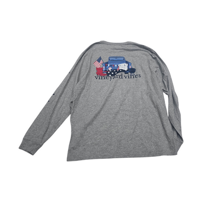 Playera Vineyard Vines Grande L Gris Manga Larga