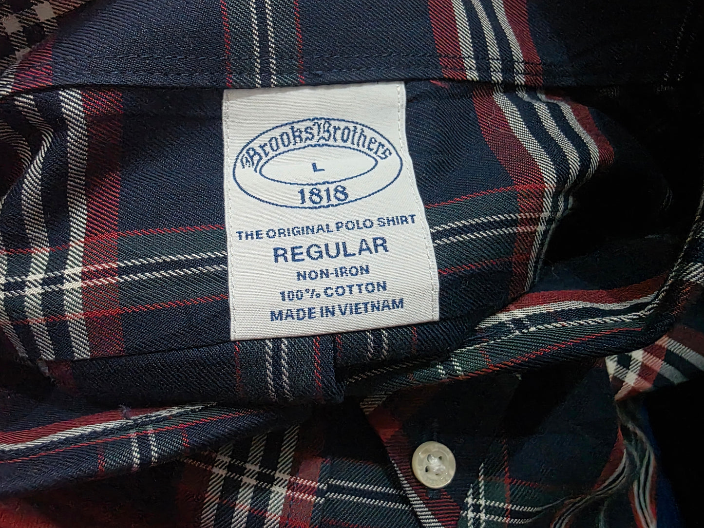 Camisa Brooks Brothers Grande L Cuadro Azul Y Rojo