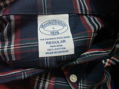 Camisa Brooks Brothers Grande L Cuadro Azul Y Rojo