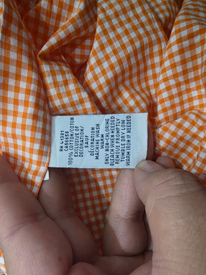 Camisa Ralphlauren Grande Cuadro Naranja Y Blanco Pony Azul