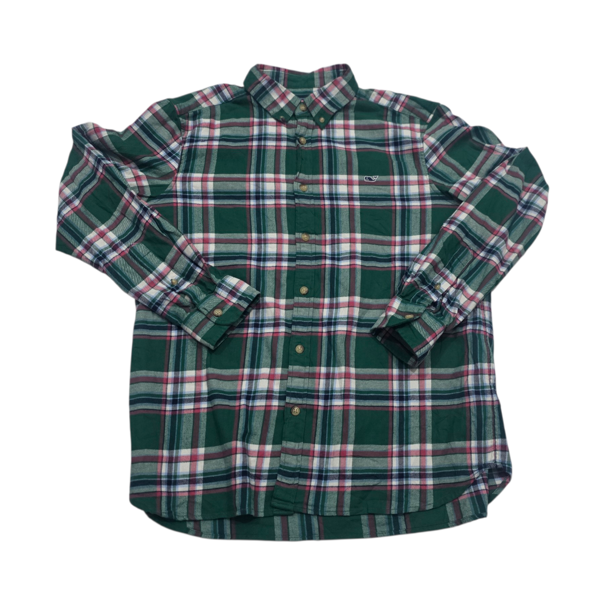 Camisa Vineyard Vines Grande L Verde, Blanco Y Rosa Cuadro