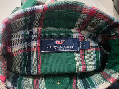 Camisa Vineyard Vines Grande L Verde, Blanco Y Rosa Cuadro