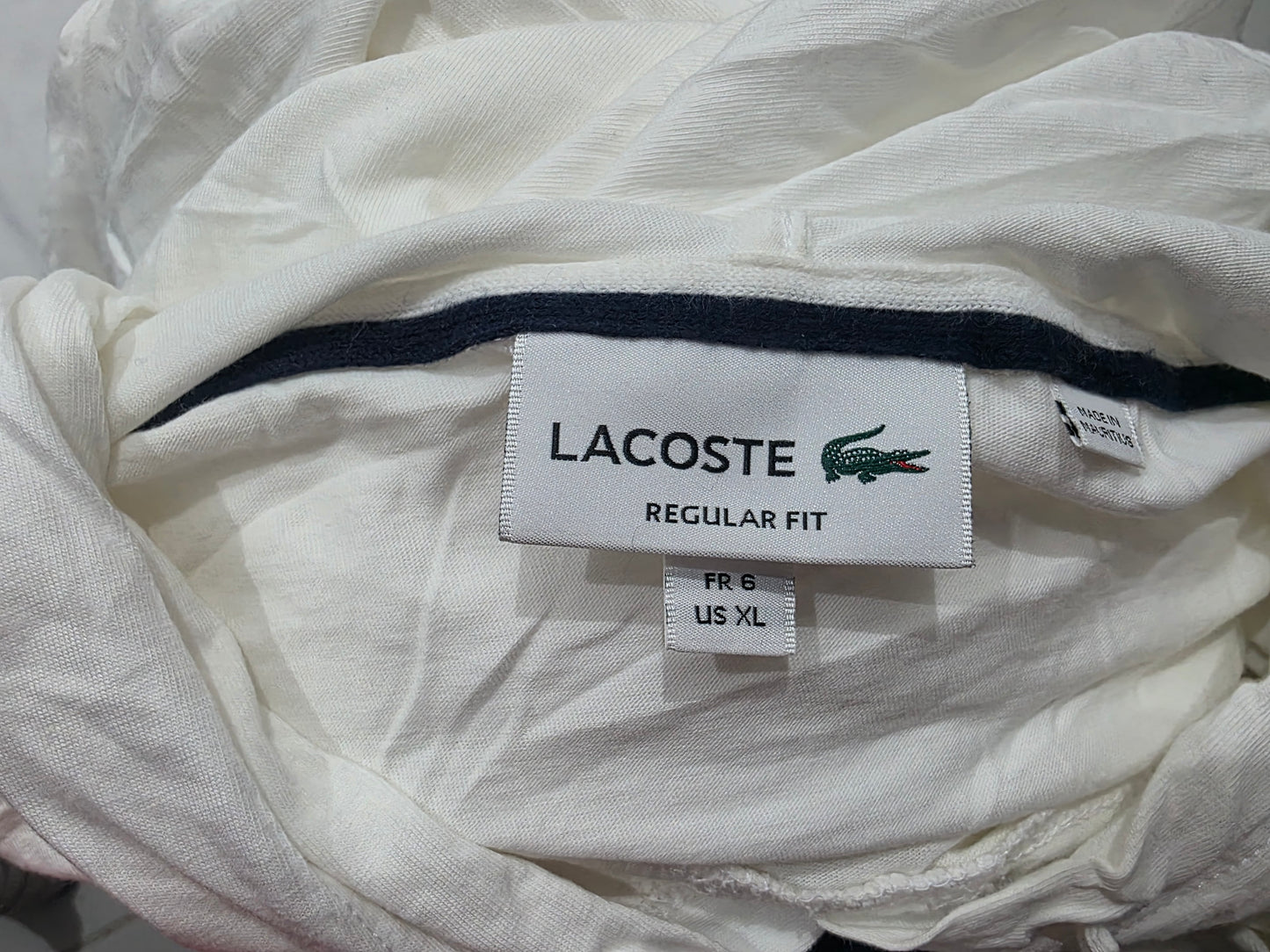 Playera Con Gorro Lacoste Grande XL Blanca Manga Larga