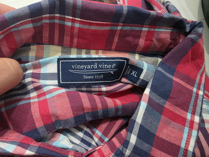 Camisa Vineyard Vines Xgrande Xl Cuadro Azul Y Coral
