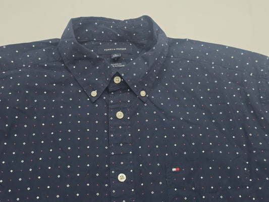 Camisa Tommy Hilfiger Xgrande Xl Azul Figuras Manga Corta
