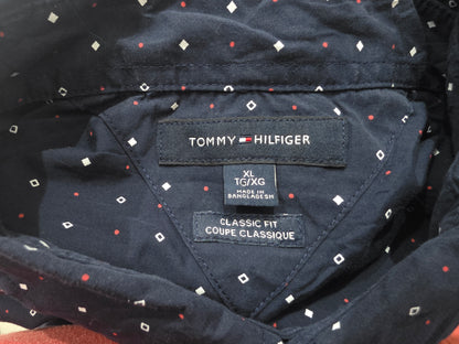 Camisa Tommy Hilfiger Xgrande Xl Azul Figuras Manga Corta