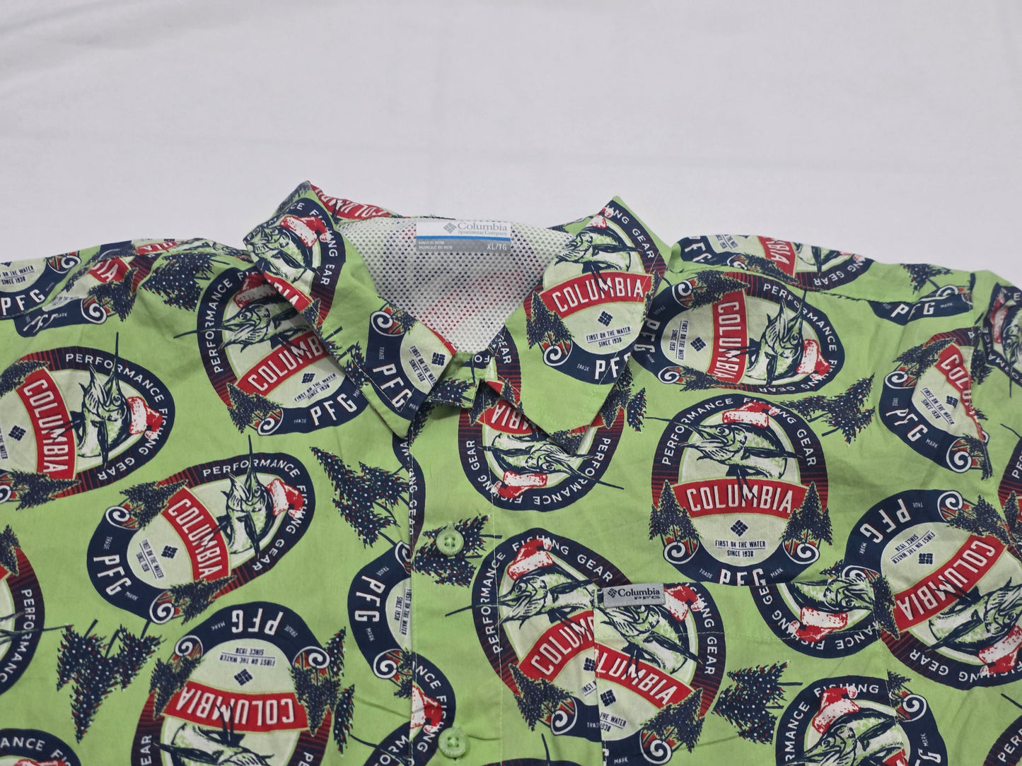 Camisa Columbia Xgrandexl Verde Figuras Navidad Manga Corta
