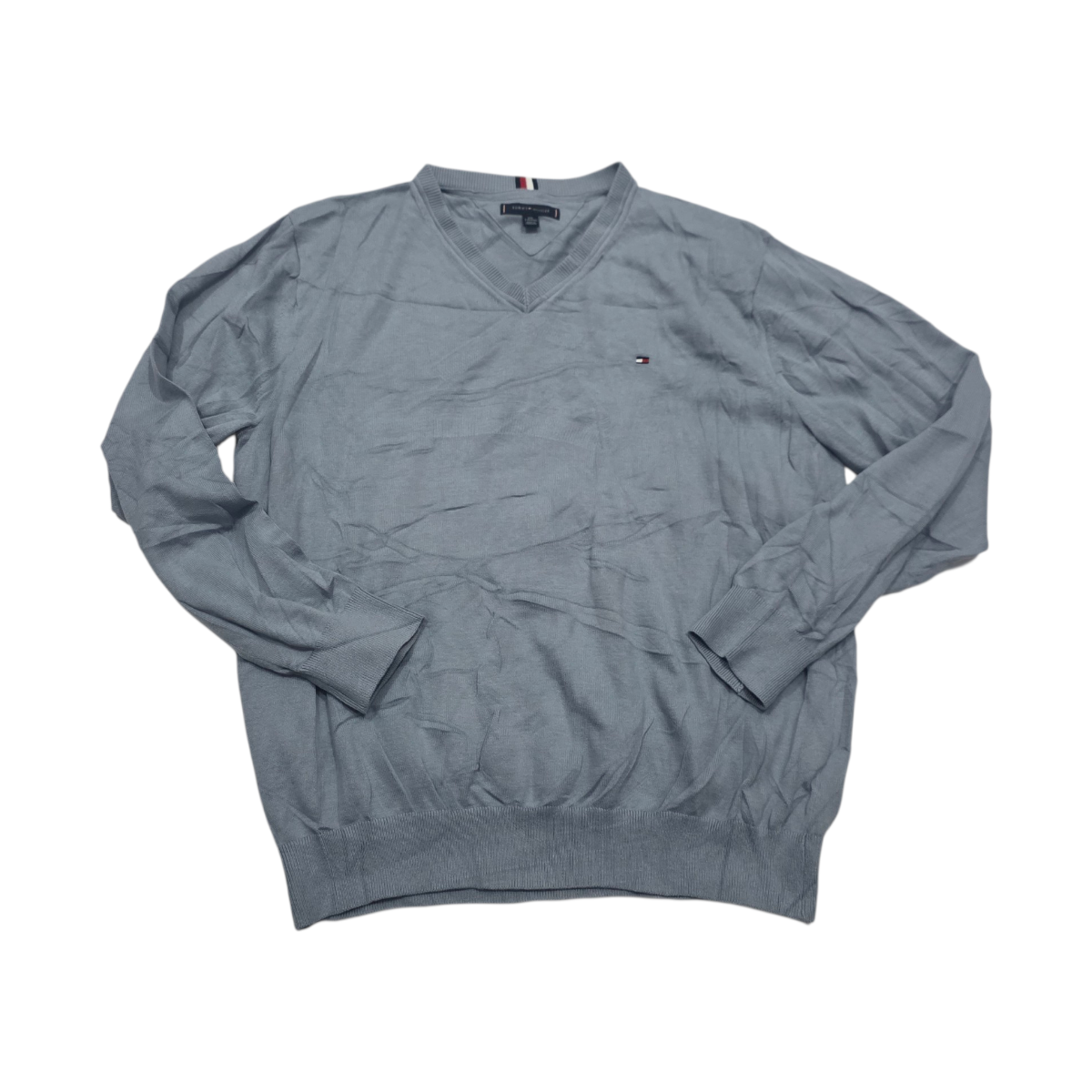 Sueter Tommy Hilfiger 2xgrande Xxl Azul Metalico Cuello V