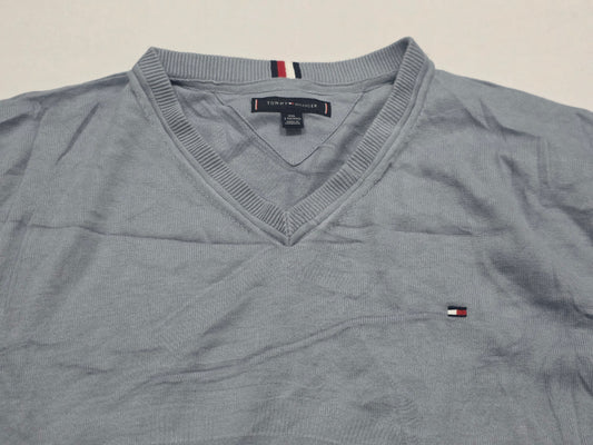 Sueter Tommy Hilfiger 2xgrande Xxl Azul Metalico Cuello V