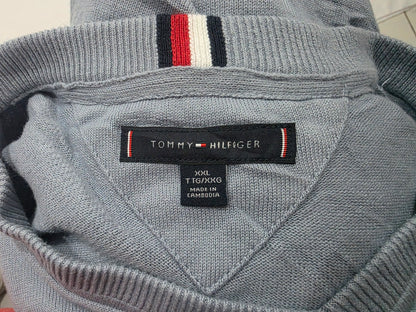 Sueter Tommy Hilfiger 2xgrande Xxl Azul Metalico Cuello V