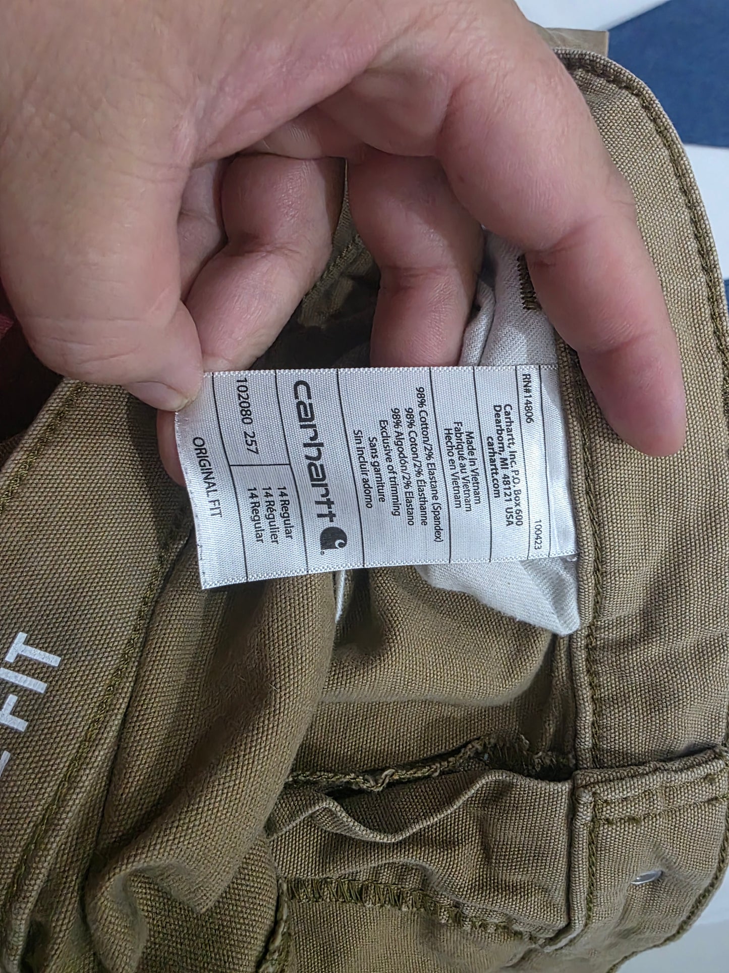 Pantalon Mujer Carhartt Talla 14 Cafe