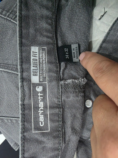 Pantalon Relaxed Fit Carhartt 34x32 Gris Deslavado