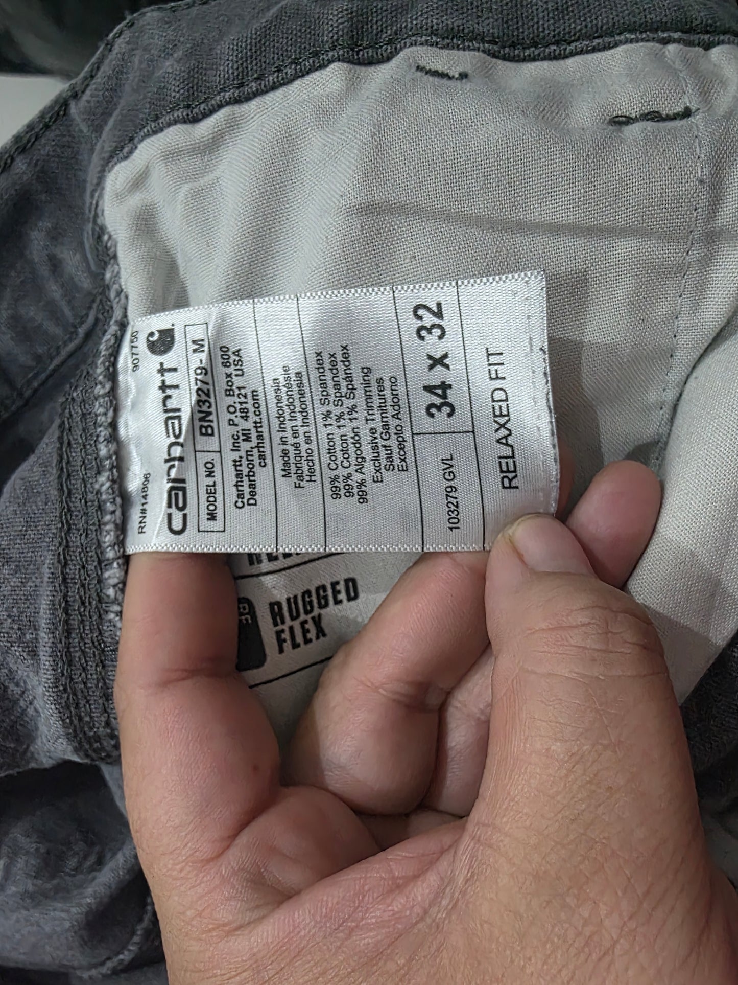 Pantalon Relaxed Fit Carhartt 34x32 Gris Deslavado