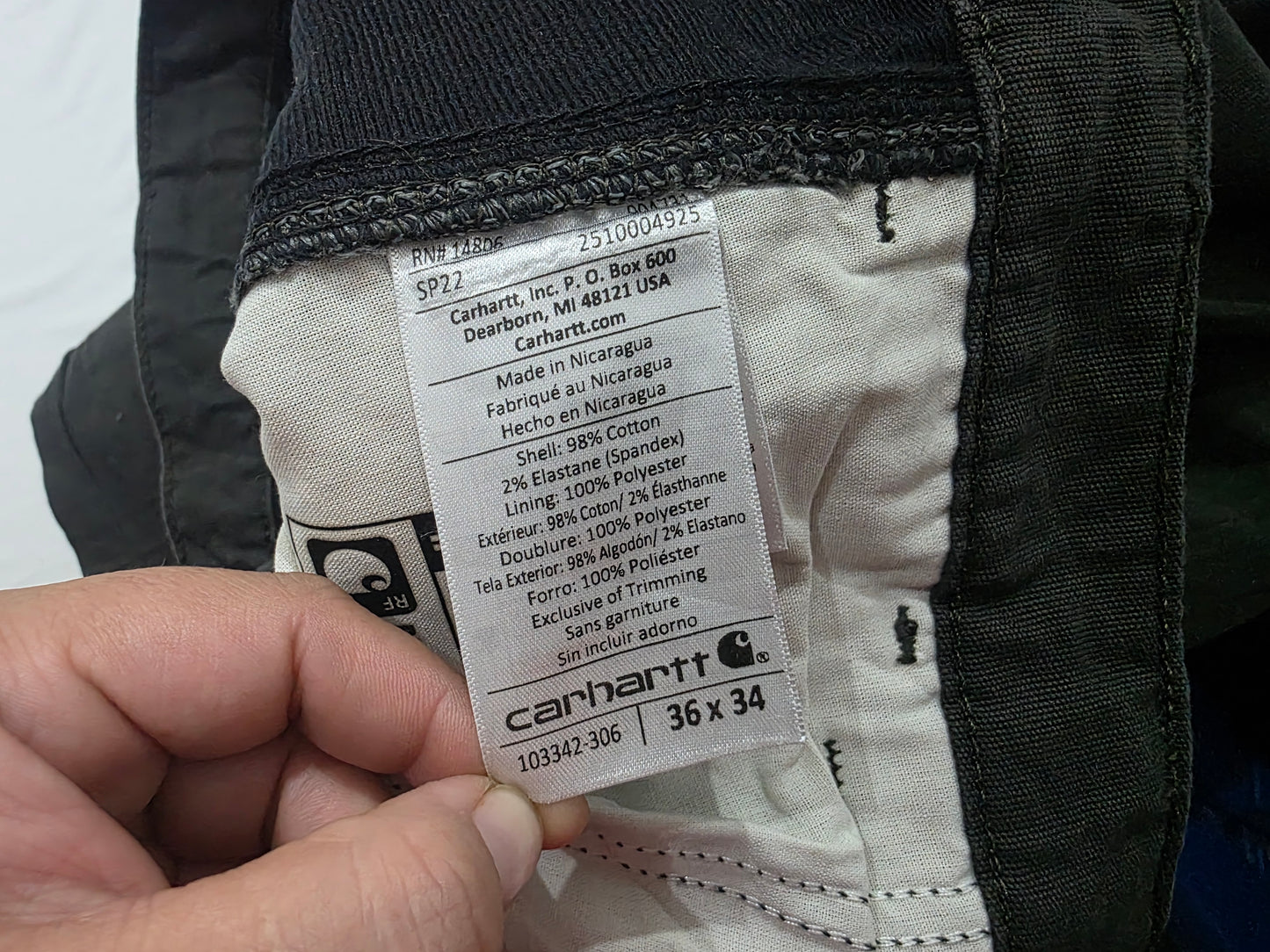 Pantalon Relaxed Fit Carhartt 36x34 Gris Forro Interno