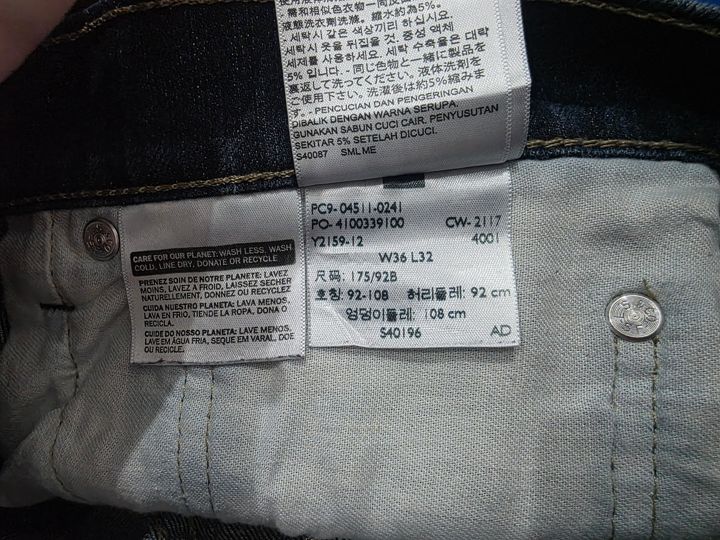Pantalon Slimfit Levis 511 36x32 Azul