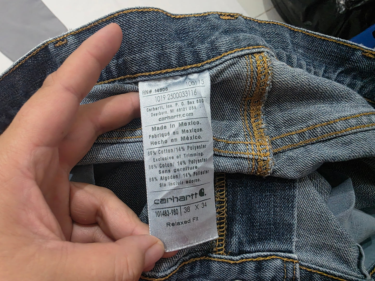 Pantalon Relaxed Fit Carhartt 38x34 Azul