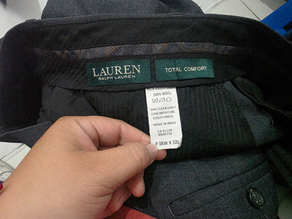 Pantalon Recto De Vestir Ralph Lauren 38x32 Gris Oscuro