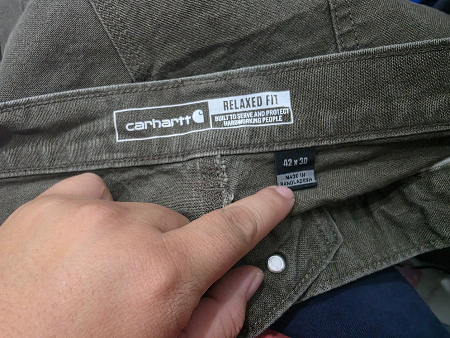 Pantalon Relaxed Fit Carhartt 42x30 Verde Deslavado
