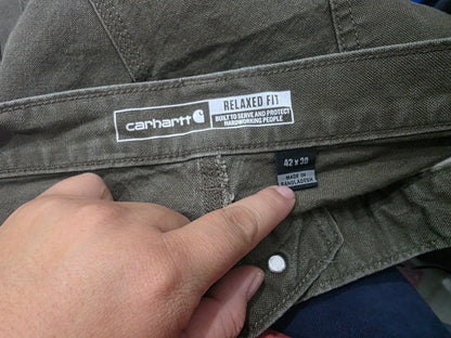 Pantalon Relaxed Fit Carhartt 42x30 Verde Deslavado