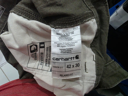 Pantalon Relaxed Fit Carhartt 42x30 Verde Deslavado