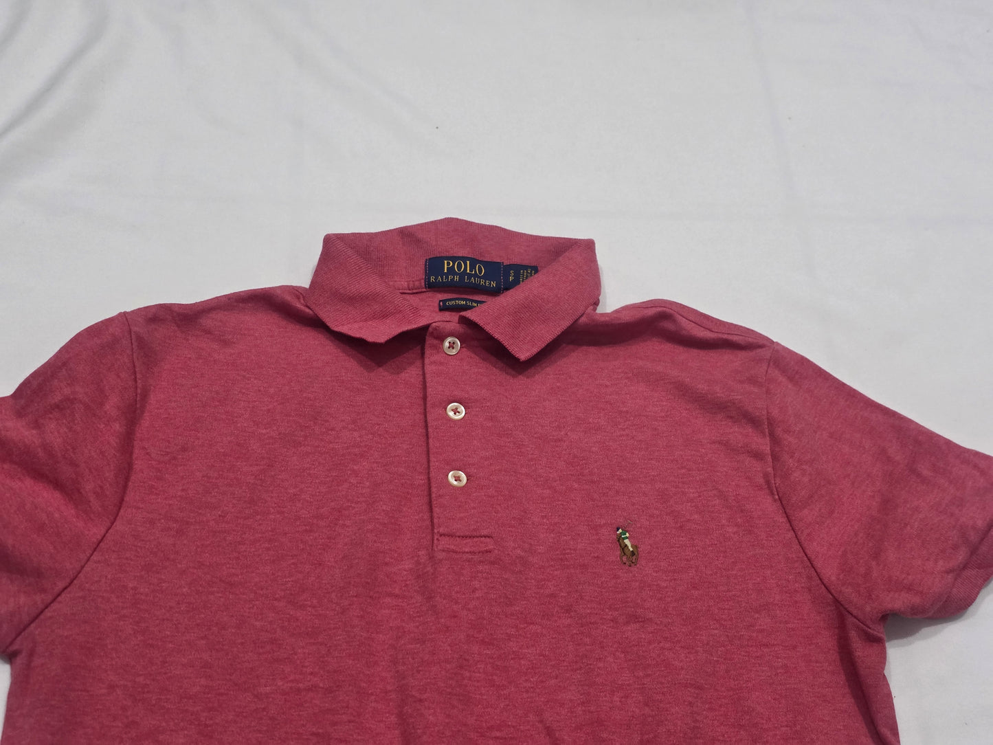 Playera Polo Custom Slimfit Ralph Lauren Chico S Coral