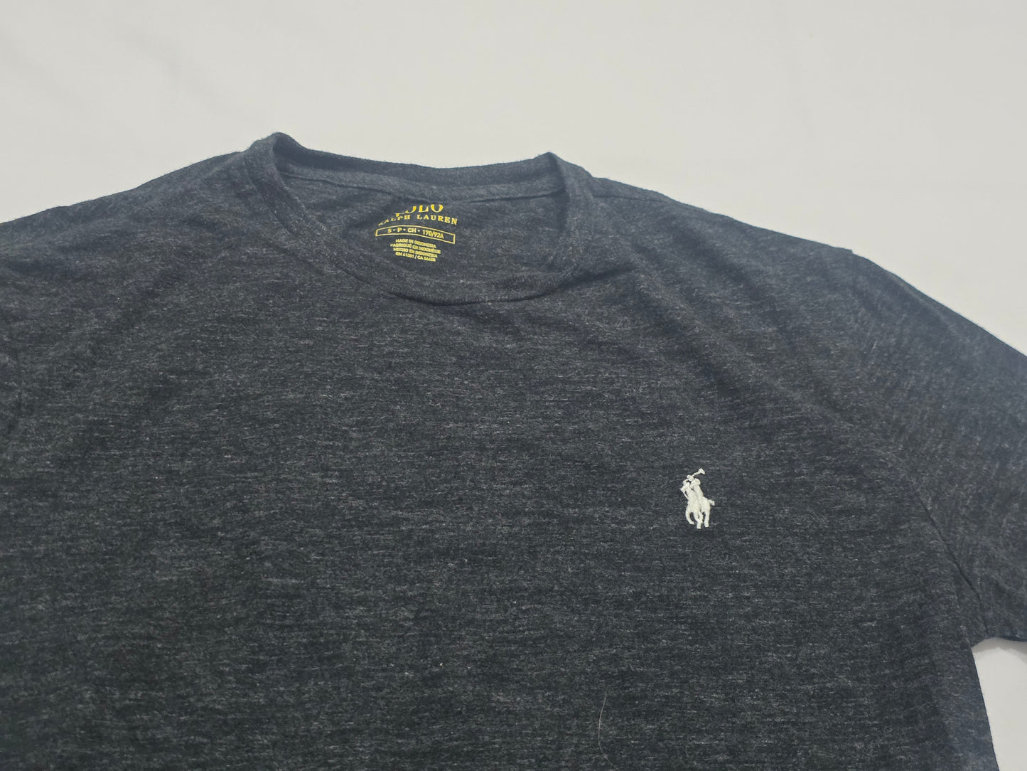 Playera Ralph Lauren Chico S Gris Pony Blanco