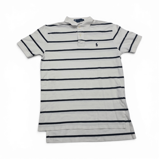 Playera Polo Ralph Lauren Chico S Blanca Lineas Negra