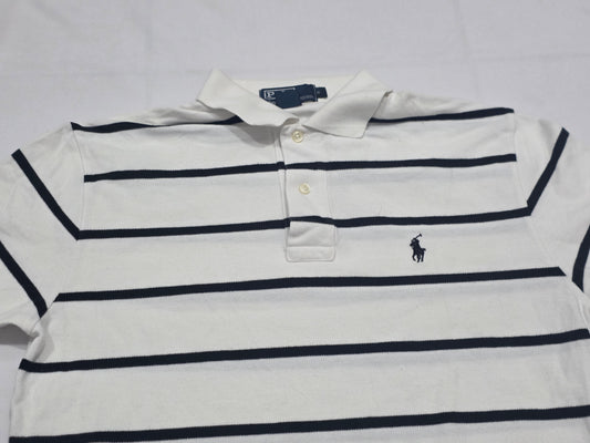 Playera Polo Ralph Lauren Chico S Blanca Lineas Negra