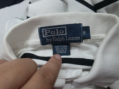 Playera Polo Ralph Lauren Chico S Blanca Lineas Negra