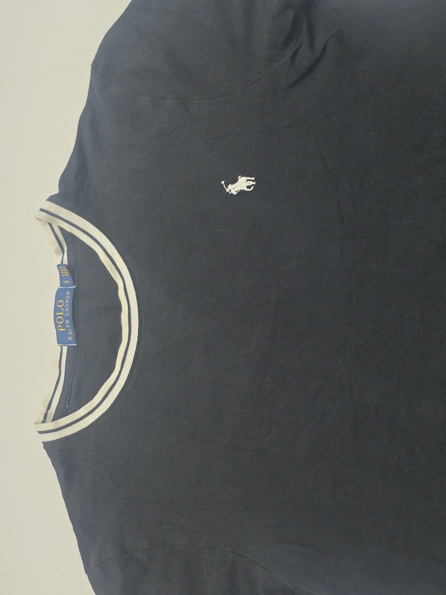 Playera Ralph Lauren Chico S Negro Con Blanco