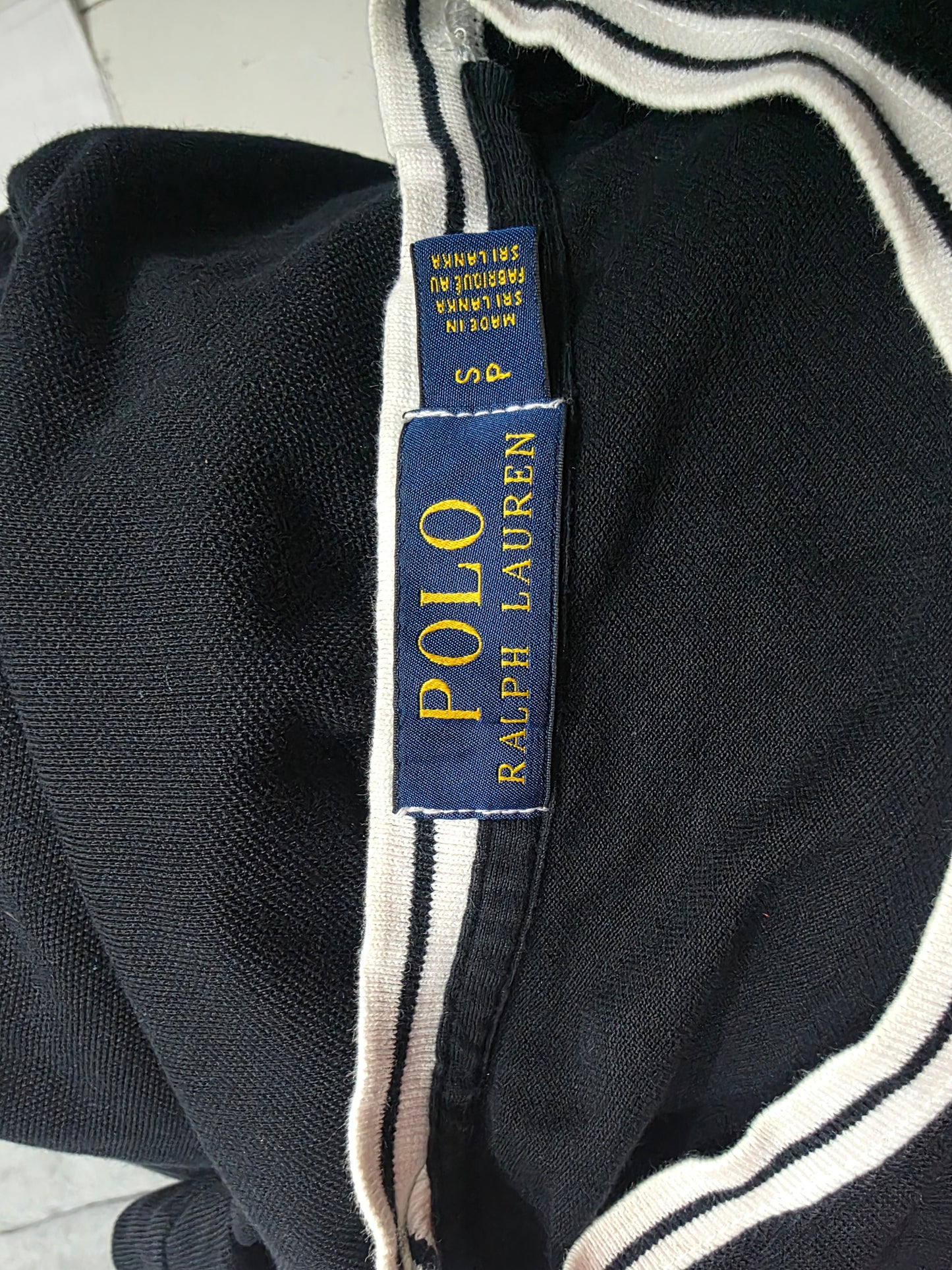 Playera Ralph Lauren Chico S Negro Con Blanco