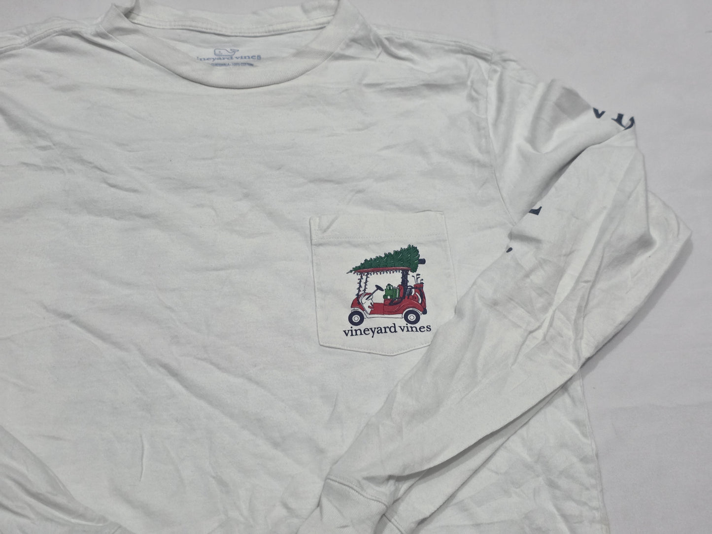 Playera Vineyard Vines Chico S Blanca Carrito Golf Navidad