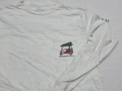 Playera Vineyard Vines Chico S Blanca Carrito Golf Navidad